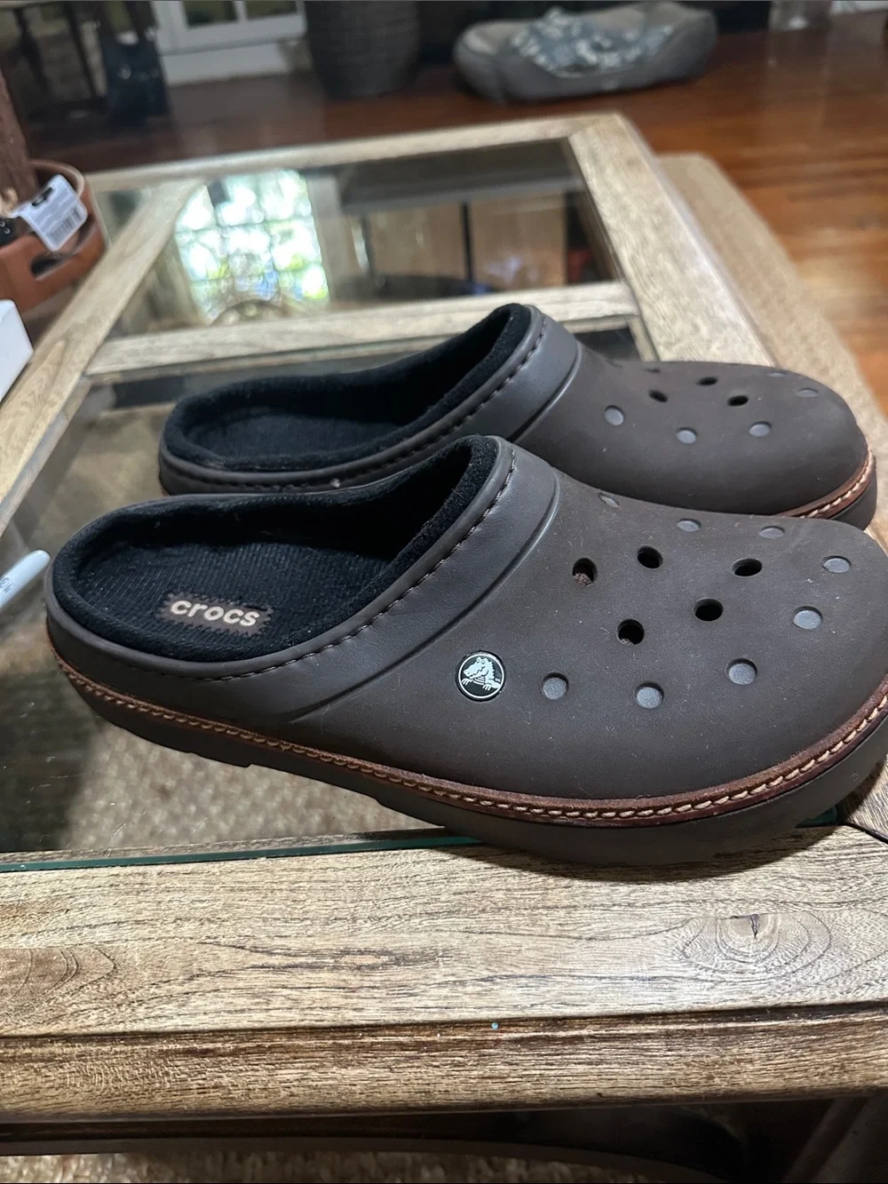 CROCS Men's Classic Clog Mule in Dark Brown